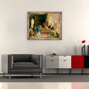 Tablou inramat - John Frederick Lewis - Interiorul unei scoli, 50 x 60 cm - Img 2