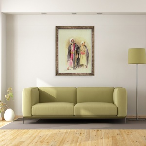 Tablou inramat - John Frederick Lewis - seicul Hussein al lui Gebel Tor si al Fiului sau, 60 x 80 cm - Img 2
