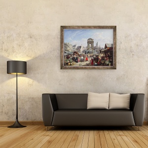Tablou inramat - John James Chalon - Piata si Fantana Inocentilor, Paris, 60 x 80 cm - Img 2