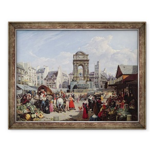 Tablou inramat - John James Chalon - Piata si Fantana Inocentilor, Paris, 70 x 90 cm