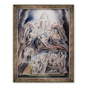 Tablou inramat - John Linnell - Ilustratii din Cartea lui Iov, pl.3 pagina 2, Satana inaintea tronului lui Dumnezeu, 60 x 80 cm