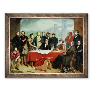 Tablou inramat - John Lucas - Conferinta inginerilor de la Britannia Bridge, 70 x 90 cm