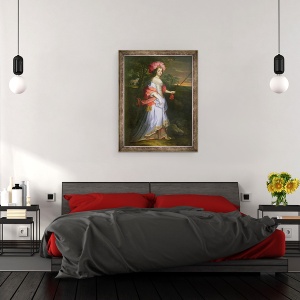 Tablou inramat - John Michael Wright - O doamna in costum de mascarada, 70 x 90 cm - Img 3