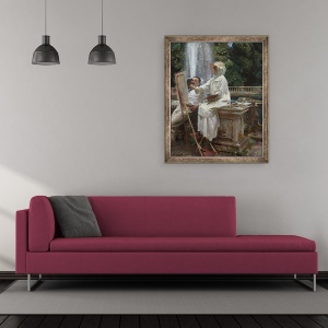 Tablou inramat - John Singer Sargent - Fantana, Villa Torlonia, Frascati, Italia, 70 x 85 cm - Img 2
