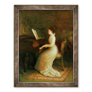 Tablou decorativ înrămat Doamna la pian de Joseph Farquharson