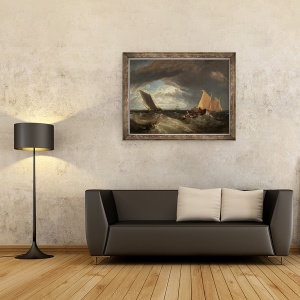 Tablou inramat - Joseph Mallord William Turner - Jonctiunea dintre Tamisa si Medway, 70 x 90 cm - Img 2