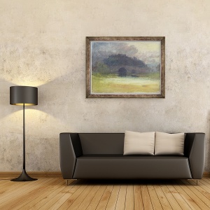 Tablou inramat - Joseph Mallord William Turner - Peisaj de seara cu Castelul si Podul din Yorkshire, 60 x 80 cm - Img 2