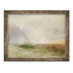 Tablou inramat - Joseph Mallord William Turner - Stormy Sea Breaking pe un mal, 60 x 80 cm