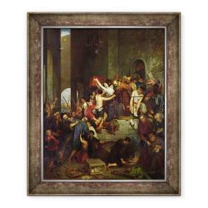 Tablou inramat - Joseph-Nicolas Robert-Fleury - Jefuirea unei case pe insula venetiana Guidecca in Evul Mediu, 1855, 70 x 85 cm