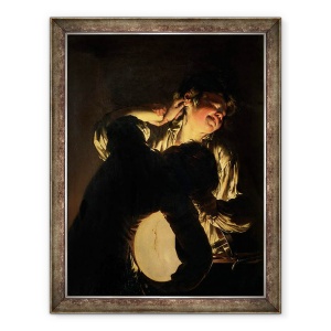 Tablou inramat - Joseph Wright - Doi baieti care se lupta pentru o vezica, 70 x 90 cm