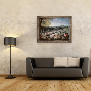Tablou inramat - Juan Bautista Martinez del Mazo - La Caceria del Tabladillo, 60 x 80 cm - Img 2