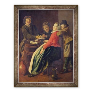 Tablou inramat - Judith Leyster - Un joc de carti, 70 x 90 cm