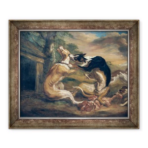 Tablou inramat - Juriaen Jacobsz - Lupta de caine, 50 x 60 cm