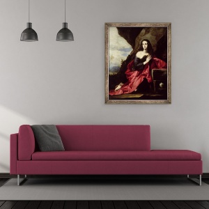 Tablou inramat - Jusepe de Ribera - Sfanta Maria Magdalena sau Sfantul Thais in desert, 50 x 60 cm - Img 2