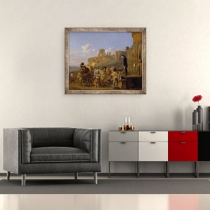 Tablou inramat - Karel Dujardin - sarlatanii italieni, 50 x 60 cm - Img 2