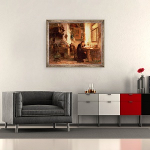 Tablou inramat - Karl Joseph Litschaur - Studentul de chimie si farmacie, 50 x 60 cm - Img 2
