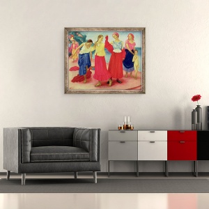 Tablou inramat - Kuzma Sergeevich Petrov-Vodkin - Femei tinere pe Volga, 70 x 85 cm - Img 2