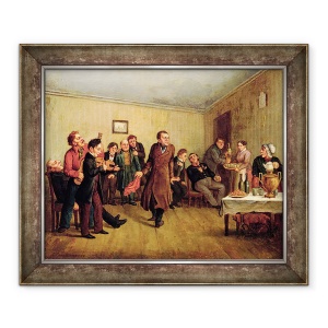 Tablou inramat - Leonid Ivanovich Solomatkin - Petrecerea de seara a unui negustor, 50 x 60 cm