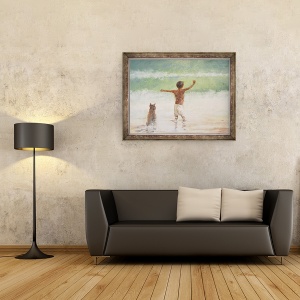 Tablou inramat - Lincoln Seligman - Baiat si caine, 70 x 90 cm - Img 2