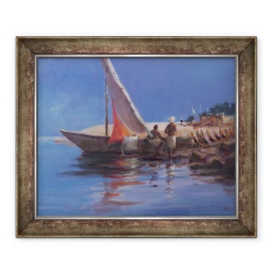Tablou inramat - Lincoln Seligman - Curtea de barci, Kilifi, 50 x 60 cm