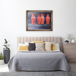Tablou inramat - Lincoln Seligman - Ghivece rosii, 70 x 90 cm - Img 3