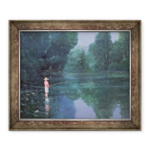 Tablou inramat - Lincoln Seligman - Pescuit pentru copii, 50 x 60 cm