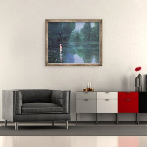 Tablou inramat - Lincoln Seligman - Pescuit pentru copii, 50 x 60 cm - Img 2