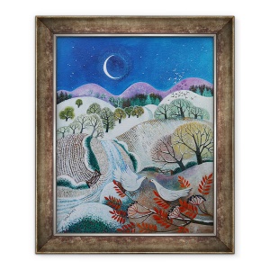Tablou inramat - Lisa Graa Jensen - Porumbei de iarna, 70 x 85 cm