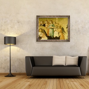 Tablou inramat - Lorenzo d'Alessandro da Severino II - Casatoria Sfintei Ecaterina din Siena, detaliu al sefului Fecioarei si ingerilor muzicali, 60 x 80 cm - Img 2