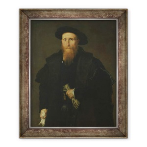 Tablou inramat - Lorenzo Lotto - Portretul unui domn cu manusi, 50 x 60 cm
