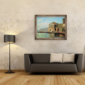 Tablou inramat - Louis Gurlitt - Casa pe plaja la Sorrento, 60 x 80 cm - Img 2