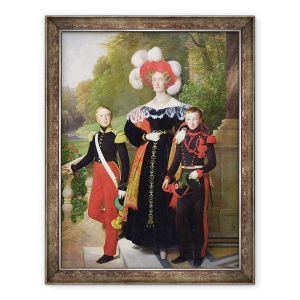 Tablou inramat - Louis Hersent - Marie Amelie de Bourbon-Sicile 1782-1866 si fiii ei, Henri de Orleans 1822-97 Duce de Aumale si Antoine 1824-90 Duce de Montpensier, 70 x 90 cm