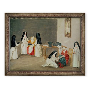Tablou inramat - Louise Madelaine Cochin - ingrijirea bolnavilor, de la LAbbaye de Port-Royal, 70 x 90 cm