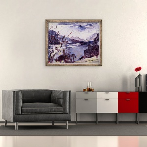 Tablou inramat - Lovis Corinth - Lacul Walchen inconjurat de munti, 50 x 60 cm - Img 2