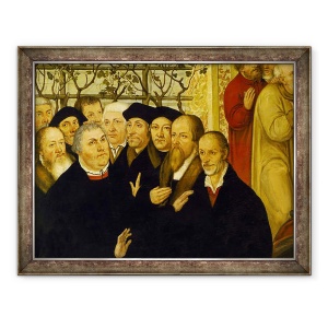 Tablou inramat - Lucas Cranach The Younger - Epitaful primarului din Meienburg arata grupul reformatorilor cu Martin Luther, 70 x 90 cm