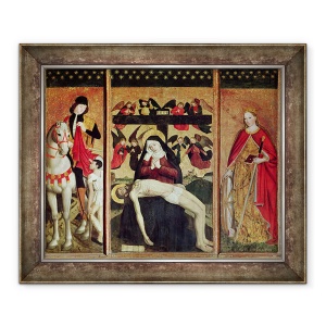 Tablou inramat - Ludovico Brea - Triptic reprezentand Pieta intre Sfantul Martin si Sfanta Ecaterina, 70 x 85 cm