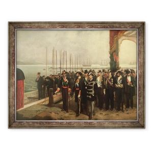 Tablou inramat - Luis Alvarez Catalá - imbarcarea lui Amadeo I 1845-90 din Savoia pentru Spania, 70 x 90 cm