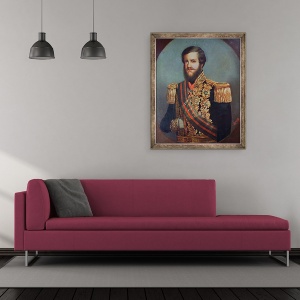 Tablou inramat - Luis de Miranda Pereira Visconde de Menezes - Pedro al II-lea 1825-91 imparatul Braziliei, 50 x 60 cm - Img 2
