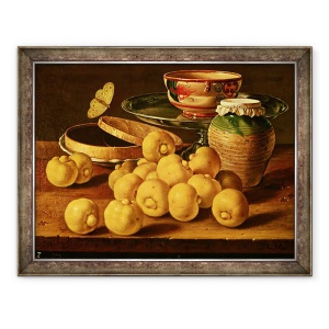 Tablou inramat - Luis Egidio Melendez - Natura moarta cu gutui, un vas de fructe de argint, 70 x 90 cm