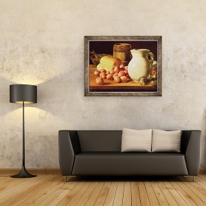 Tablou inramat - Luis Egidio Melendez - Natura moarta cu prune, smochine, 70 x 90 cm - Img 2