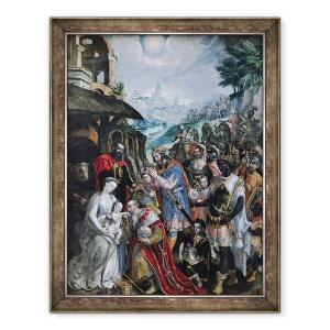 Tablou inramat - Maarten de Vos - Adorarea Magilor, 70 x 90 cm