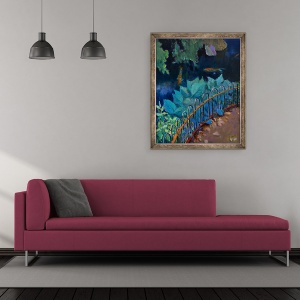 Tablou inramat - Marco Cazzulini - Koi si Hostas, 70 x 85 cm - Img 2