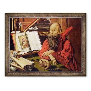 Tablou inramat - Marinus van Reymerswaele - Sfantul Jerome in meditatie, 60 x 80 cm