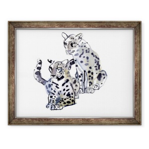 Tablou inramat - Mark Adlington - Mama si Fiul Leoparzii arabi, 60 x 80 cm
