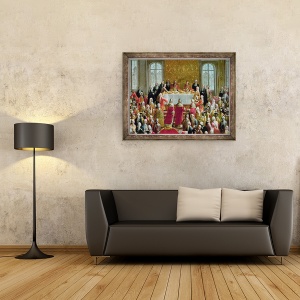 Tablou inramat - Martin II Mytens - Banchetul incoronarii lui Iosif al II-lea 1741-90, imparat al Germaniei, 60 x 80 cm - Img 2
