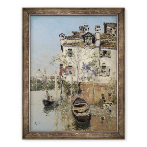 Tablou inramat - Martin Rico y Ortega - Venetia, Casa de pe Canal, 70 x 90 cm