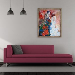 Tablou inramat - Mary Smith - Doamnelor in rochii florale, 50 x 60 cm - Img 2