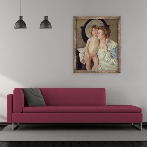 Tablou inramat - Mary Stevenson Cassatt - Mama si baiat, 50 x 60 cm - Img 2
