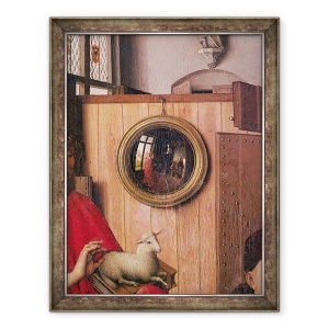 Tablou inramat - Master of Flemalle - Sfantul Ioan Botezatorul si Donatorul, Heinrich Von Werl, din Altarul Werl, detaliu al oglinzii, 70 x 90 cm
