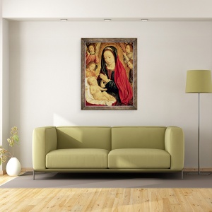 Tablou inramat - Master of Moulins - Fecioara si Pruncul adorat de ingeri, 60 x 80 cm - Img 2